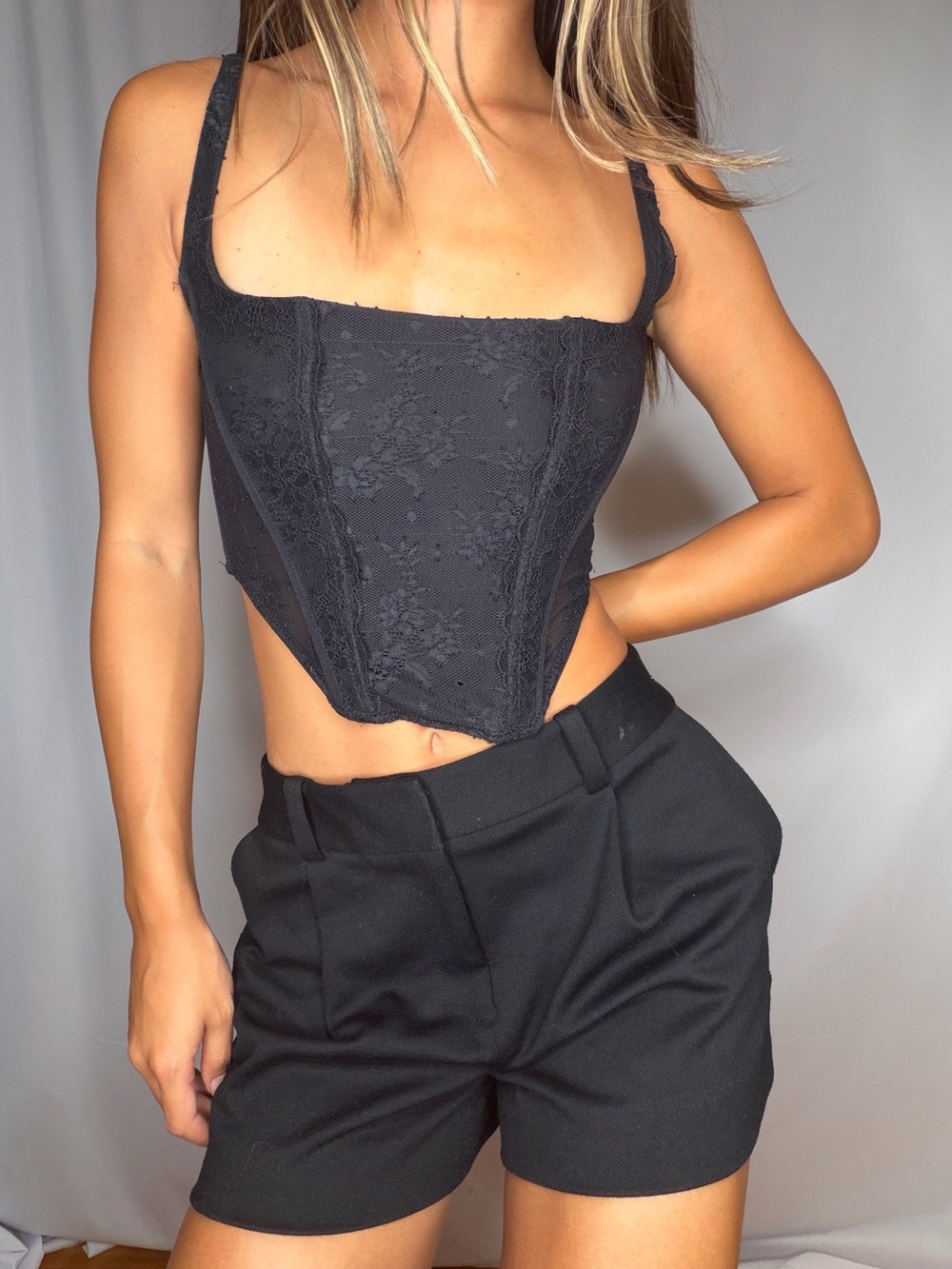 Urban Outfitters Black Lace Corset Crop Top
